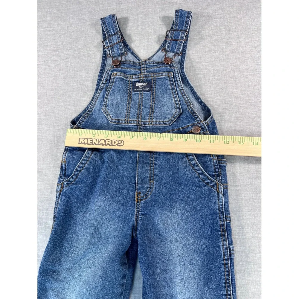 OshKosh Bgosh Kids 3T Blue Denim Carpenter Overalls Adjustable Straps Med Wash